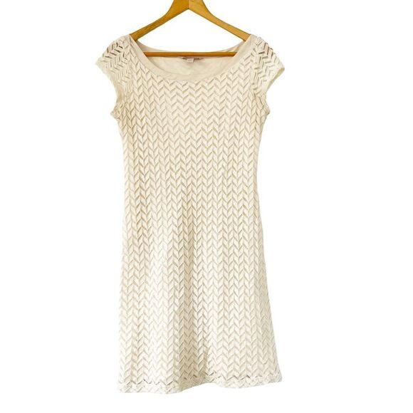 Banana Republic Heritage "Cocoon" Cream Cap Sleeve Crochet Chevron Sheath Dress - Picture 1 of 8